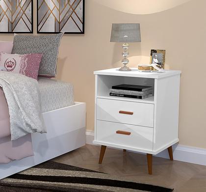 Imagem de Mesa de Cabeceira 2 Gavetas com Pés Retro  Itália  CM