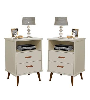 Imagem de Mesa de Cabeceira 2 Gavetas com Pés Retro  Itália  CM