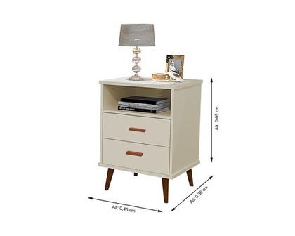 Imagem de Mesa de Cabeceira 2 Gavetas com Pés Retro  Itália  CM