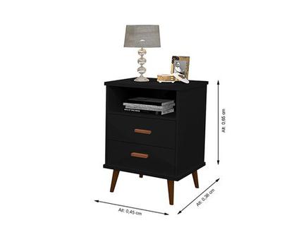 Imagem de Mesa de Cabeceira 2 Gavetas com Pés Retro  Itália  CM