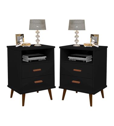 Imagem de Mesa de Cabeceira 2 Gavetas com Pés Retro  Itália  CM