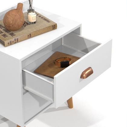 Imagem de Mesa De Cabeceira 2 Gavetas Criado Para Quarto Decoração Com prateleira modelo Madero