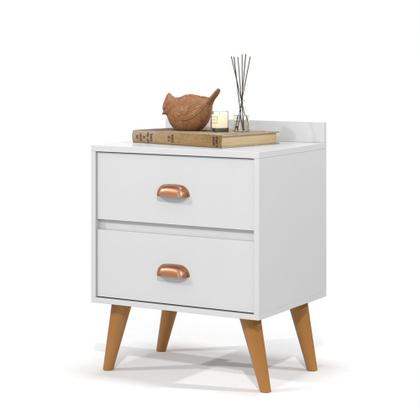 Imagem de Mesa De Cabeceira 2 Gavetas Criado Para Quarto Decoração Com prateleira modelo Madero