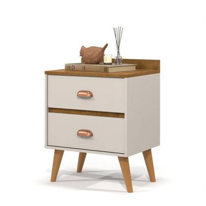 Imagem de Mesa De Cabeceira 2 Gavetas Criado Para Quarto Decoração Com prateleira modelo Madero