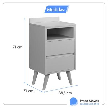 Imagem de Mesa De Cabeceira 2 Gavetas Criado Para Quarto Decoração Com Prateleira Nicho Madero Duda Cores