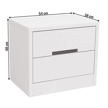 Imagem de Mesa de Cabeceira 2 Gavetas Dormitório Gold S822 Branco Brilho - Kappesberg
