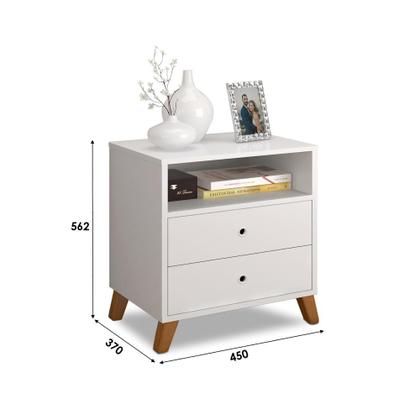 Imagem de Mesa de cabeceira 2 gavetas e 1 nicho branco