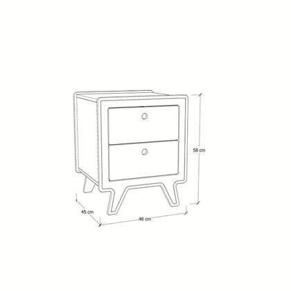 Imagem de Mesa de Cabeceira 2 Gavetas - Janis 48cm x 45cm x 58cm