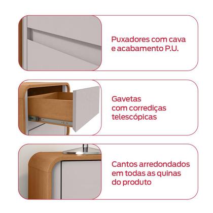 Imagem de Mesa de Cabeceira 2 Gavetas Loop Amendoa Clean/Off White - Lopas