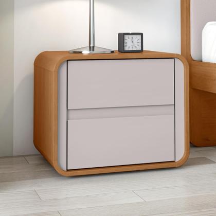 Imagem de Mesa de Cabeceira 2 Gavetas Loop Amendoa Clean/Off White - Lopas