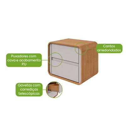 Imagem de Mesa de Cabeceira 2 Gavetas Loop - Lopas