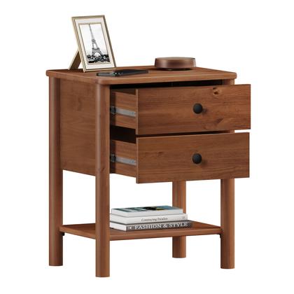 Imagem de Mesa de Cabeceira 2 gavetas Madeira Apoana Castanho Corrediças Telescópicas
