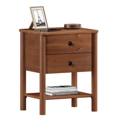 Imagem de Mesa de Cabeceira 2 gavetas Madeira Apoana Castanho Corrediças Telescópicas