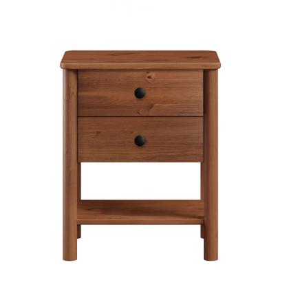 Imagem de Mesa de Cabeceira 2 gavetas Madeira Apoana Castanho Corrediças Telescópicas