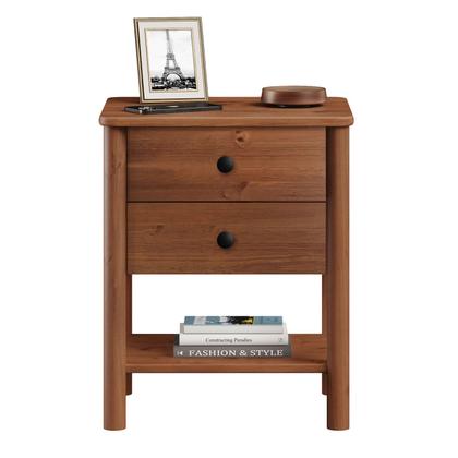 Imagem de Mesa de Cabeceira 2 gavetas Madeira Apoana Castanho Corrediças Telescópicas