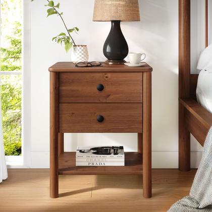 Imagem de Mesa de Cabeceira 2 gavetas Madeira Apoana Castanho Corrediças Telescópicas