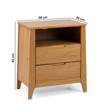 Imagem de Mesa de Cabeceira 2 Gavetas Madeira Maciça Frank