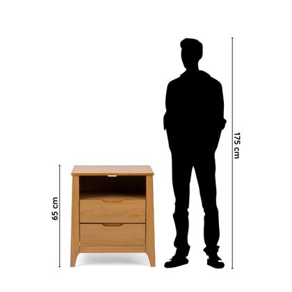 Imagem de Mesa de Cabeceira 2 Gavetas Madeira Maciça Frank