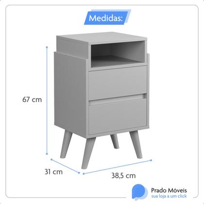 Imagem de Mesa de Cabeceira 2 Gavetas Moderna Minimalista Verona Com Nicho
