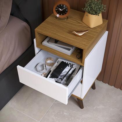 Imagem de Mesa de Cabeceira 2 Gavetas Moderna Minimalista Verona Com Nicho