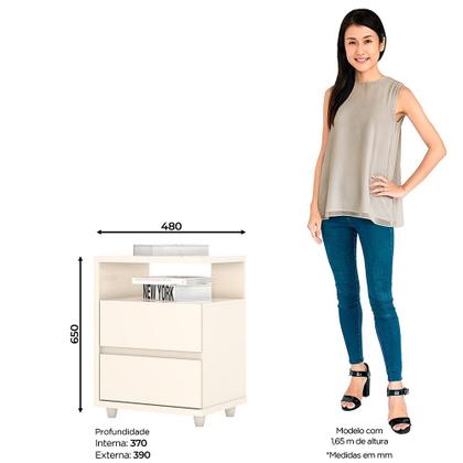 Imagem de Mesa de Cabeceira 2 Gavetas Nora Casa 812