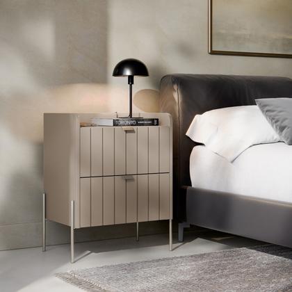 Imagem de mesa de cabeceira 2 gavetas para quarto mdf estilo industrial conect para cama moriah 45cm