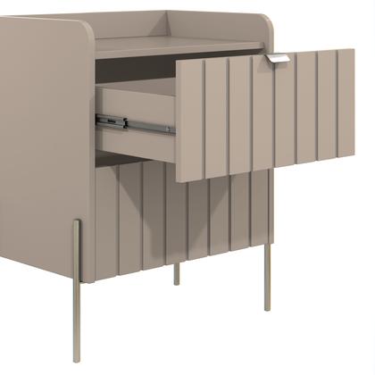 Imagem de mesa de cabeceira 2 gavetas para quarto mdf estilo industrial conect para cama moriah 45cm