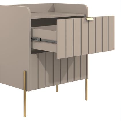 Imagem de mesa de cabeceira 2 gavetas para quarto mdf estilo industrial conect para cama moriah 45cm