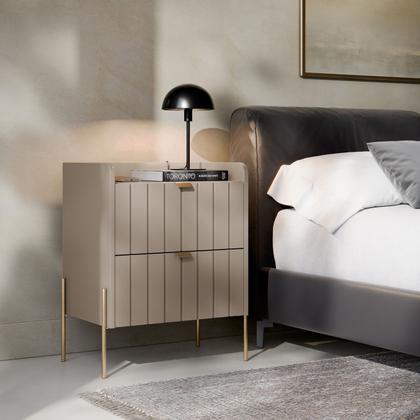 Imagem de mesa de cabeceira 2 gavetas para quarto mdf estilo industrial conect para cama moriah 45cm