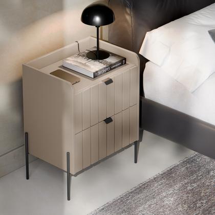 Imagem de mesa de cabeceira 2 gavetas para quarto mdf estilo industrial conect para cama moriah 45cm