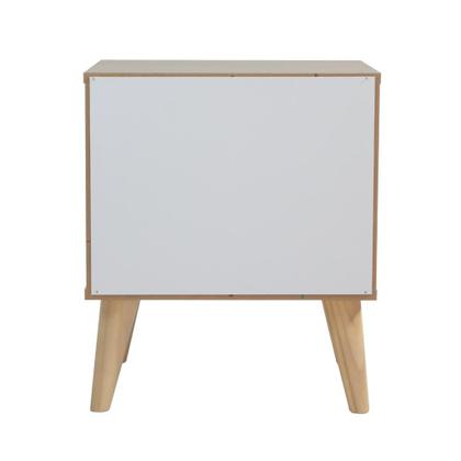 Imagem de Mesa de Cabeceira  2 Gavetas para Quarto Retrô Cor Carvalho e Areia