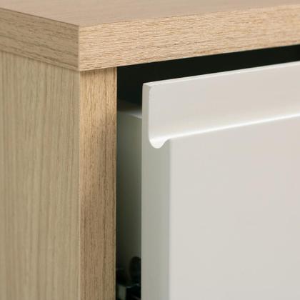 Imagem de Mesa de Cabeceira  2 Gavetas para Quarto Retrô Cor Carvalho e Areia