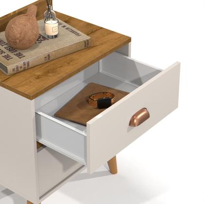 Imagem de Mesa De Cabeceira 2 Gavetas Pé Palito Retro Mesinha Quarto Varias Cores Madero New