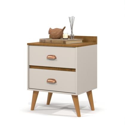 Imagem de Mesa De Cabeceira 2 Gavetas Pé Palito Retro Mesinha Quarto Varias Cores Madero New