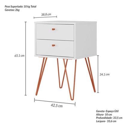 Imagem de Mesa de Cabeceira 2 Gavetas Retro Bled