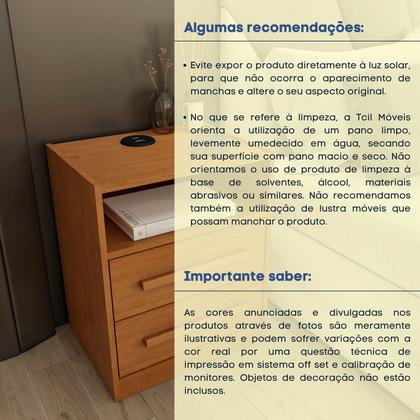 Imagem de Mesa de Cabeceira 2 Gavetas Ripado com Carregador USB Espresso Móveis