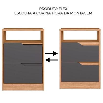 Imagem de Mesa de Cabeceira 2 Gavetas Sara Freijó Titanium