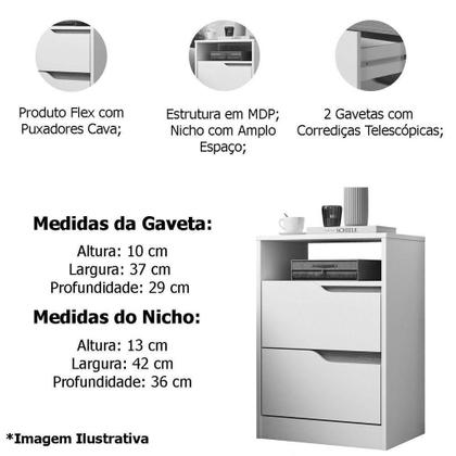 Imagem de Mesa de Cabeceira 2 Gavetas Sara Freijó Titanium