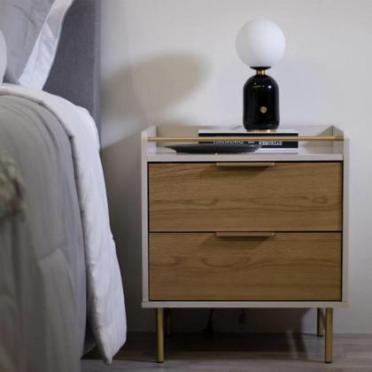 Imagem de Mesa de Cabeceira 2 Gavetas Yves Freijó e Off White