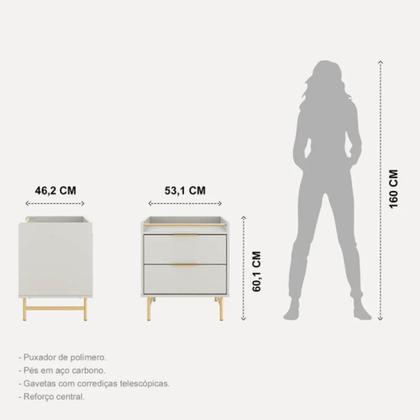 Imagem de Mesa de Cabeceira 2 Gavetas Yves Freijó e Off White