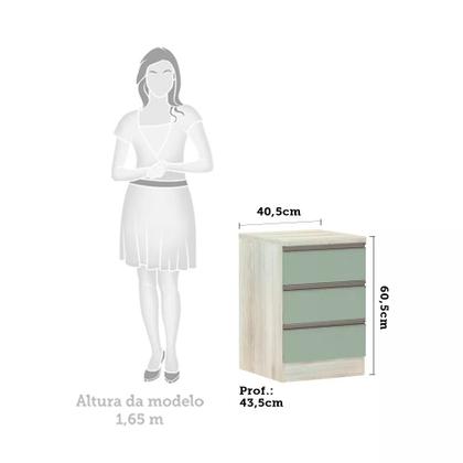 Imagem de Mesa de Cabeceira 3 Gavetas 40cm Estrutura Legno Crema Prime Plus Luciane Móveis