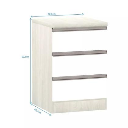 Imagem de Mesa de Cabeceira 3 Gavetas 40cm Estrutura Legno Crema Prime Plus Luciane Móveis