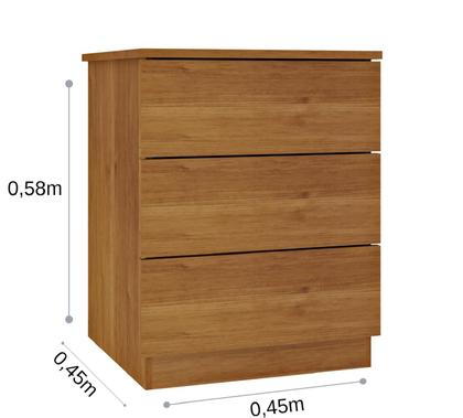 Imagem de Mesa de Cabeceira 3 Gavetas 45cm Veronna