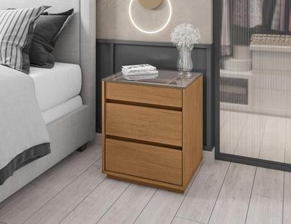 Imagem de Mesa de Cabeceira 3 Gavetas Belize Cedro - Casa D