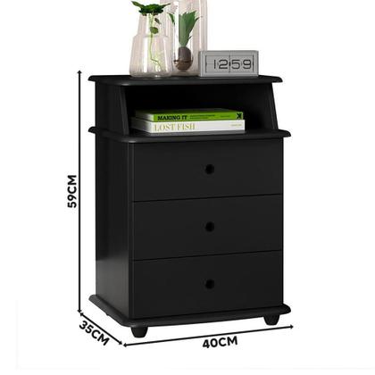 Imagem de Mesa de Cabeceira 3 Gavetas com Nicho Para Quarto