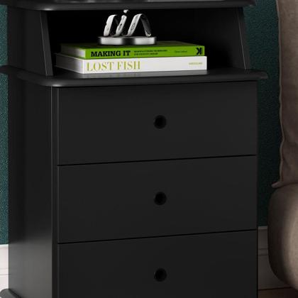 Imagem de Mesa de Cabeceira 3 Gavetas com Nicho Para Quarto