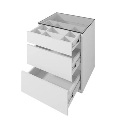 Imagem de Mesa de Cabeceira 3 Gavetas com Organizador Tampo Vidro Belize