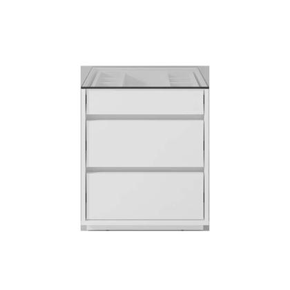 Imagem de Mesa de Cabeceira 3 Gavetas com Organizador Tampo Vidro Belize