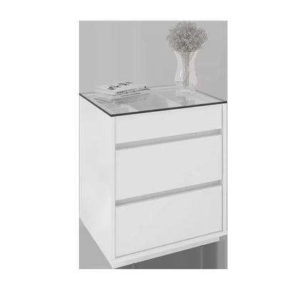 Imagem de Mesa de Cabeceira 3 Gavetas com Organizador Tampo Vidro Belize