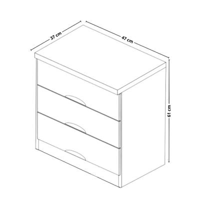 Imagem de Mesa de Cabeceira 3 Gavetas Londres Móveis Europa